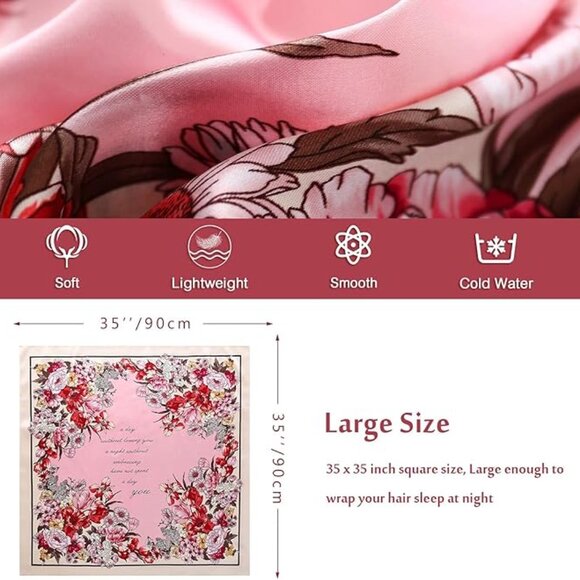 New 35 Inch Square Silk Feeling Scarf - Picture 4 of 5